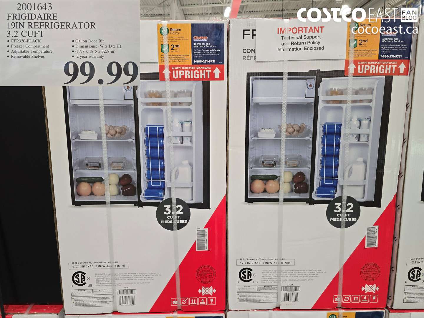 2001643 FRIGIDAIRE 19IN REFRIGERATOR 3.2 CUFT $99.99