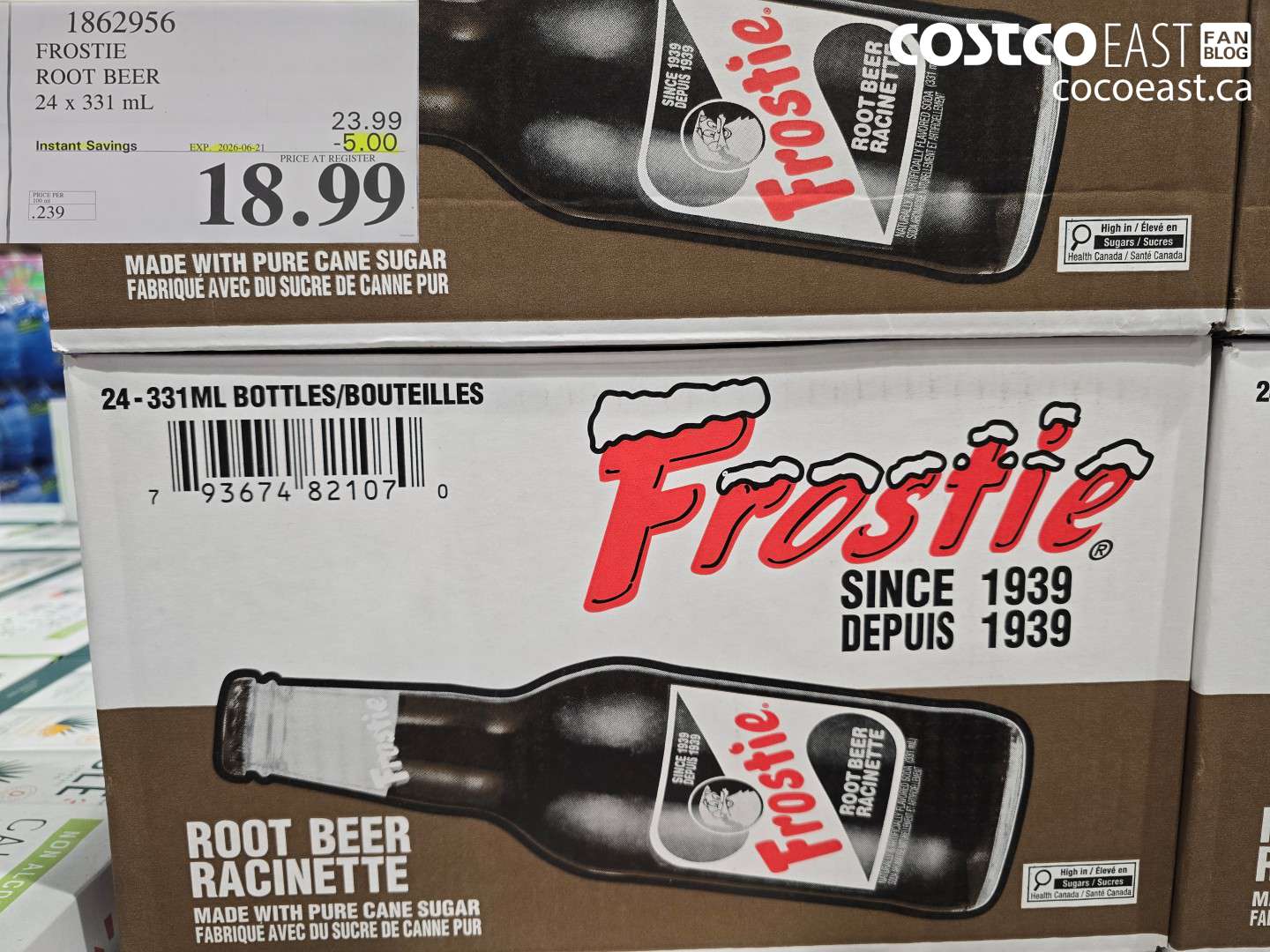 1862956 FROSTIE ROOT BEER 24 X 331 ML ($5.00 INSTANT SAVINGS EXPIRES ON 2026-06-21) $18.99