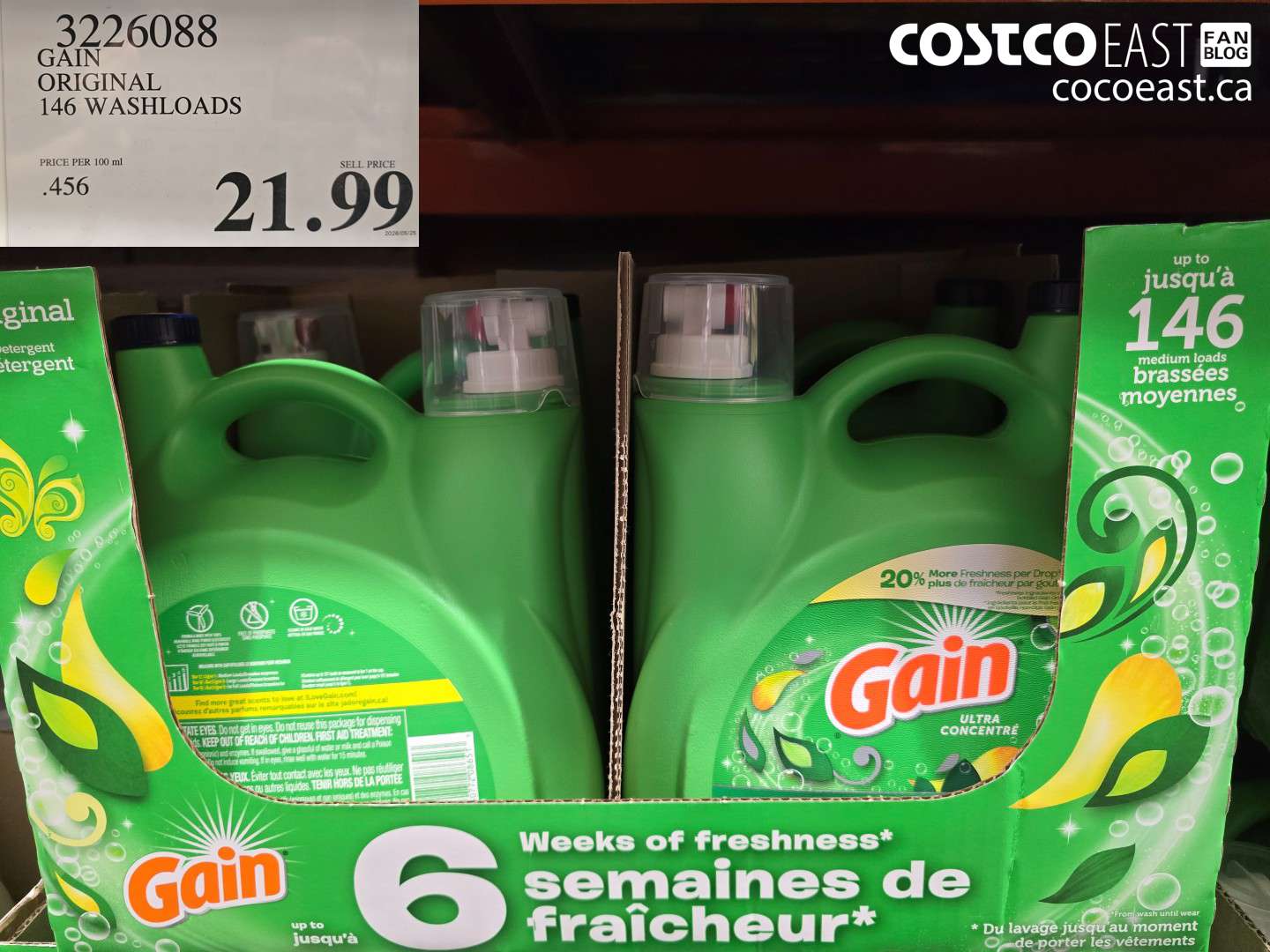 3226088 GAIN ORIGINAL 146 WASHLOADS $21.99