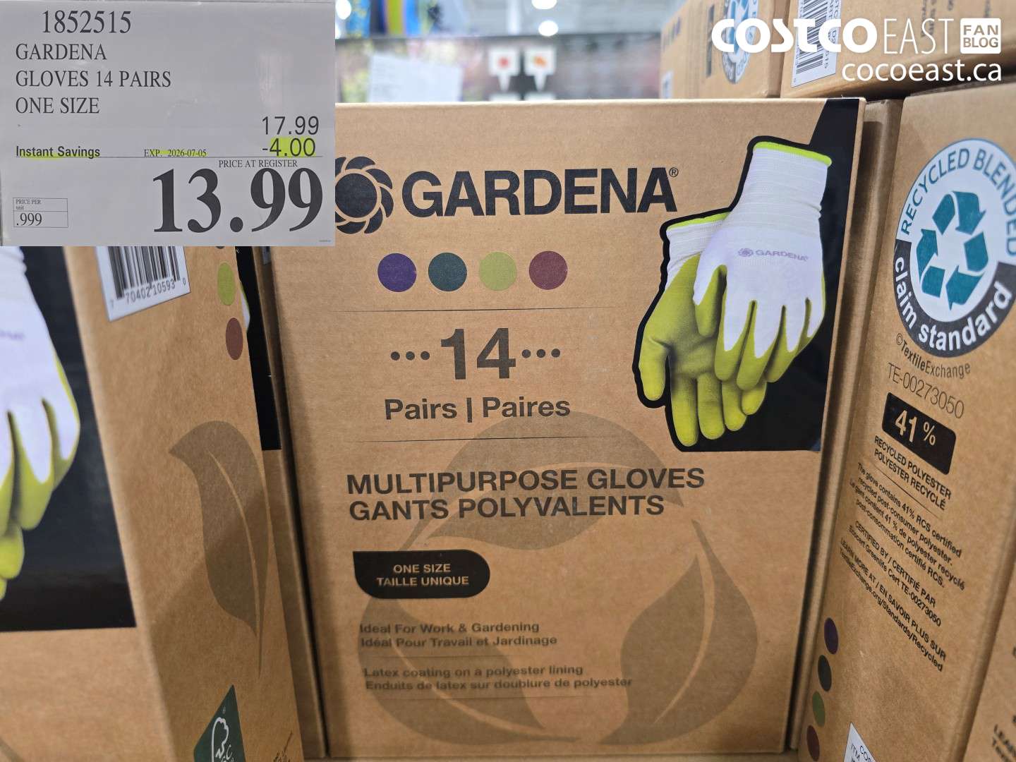 1852515 GARDENA GLOVES 14 PAIRS ONE SIZE ($4.00 INSTANT SAVINGS EXPIRES ON 2026-07-05) $13.99