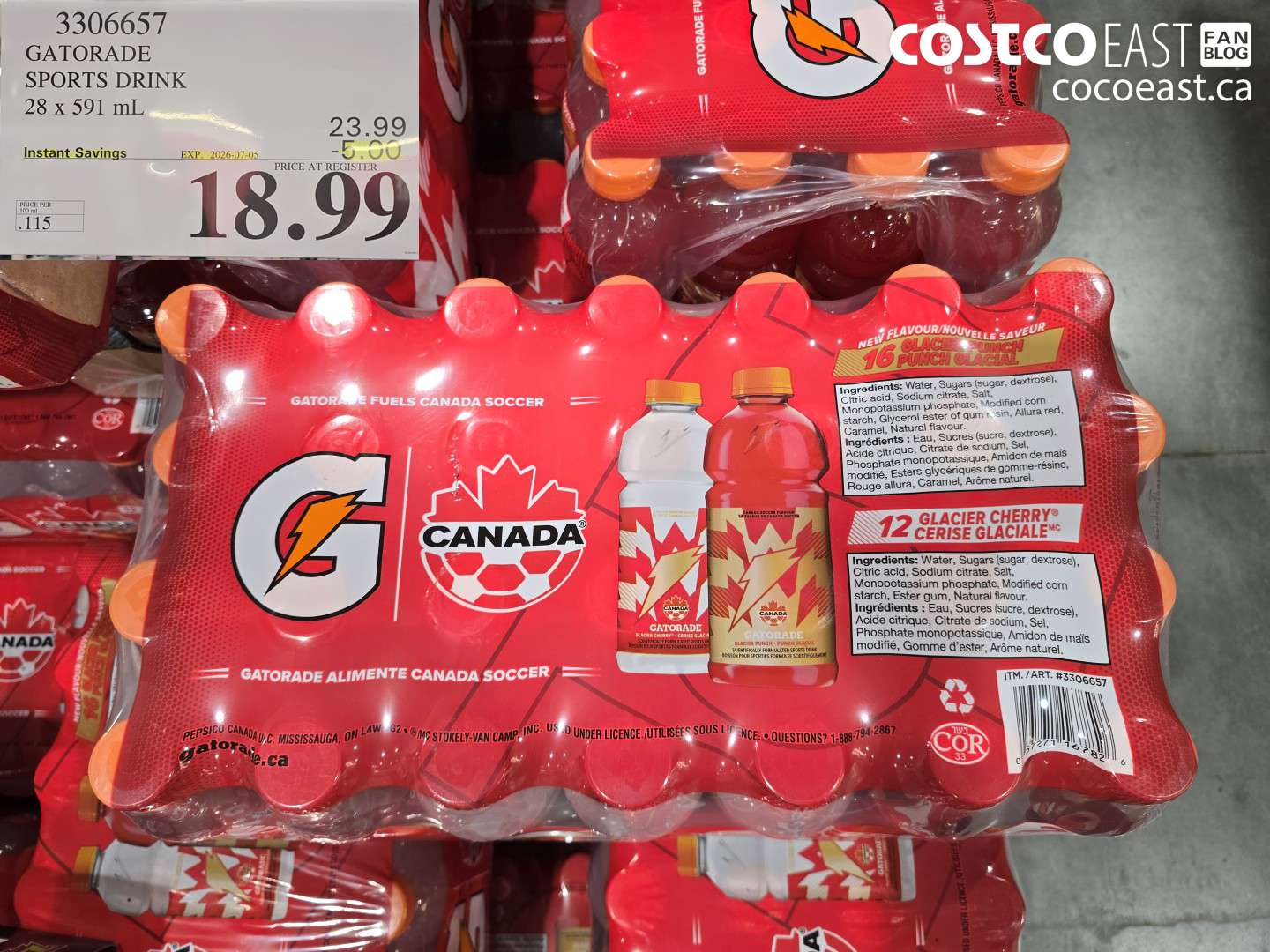 3306657 GATORADE SPORTS DRINK 28 X 591 ML ($5.00 INSTANT SAVINGS EXPIRES ON 2026-07-05) $18.99