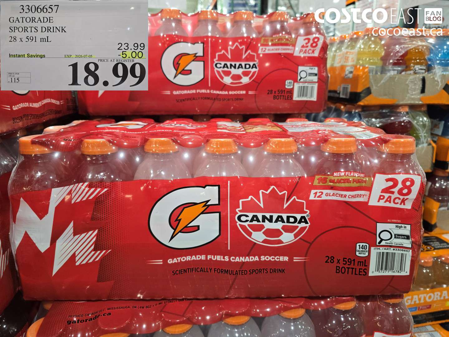 3306657 GATORADE SPORTS DRINK 28 X 591 ML ($5.00 INSTANT SAVINGS EXPIRES ON 2026-07-05) $18.99