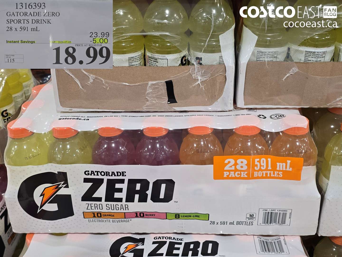 1316393 GATORADE ZERO SPORTS DRINK 28 X 591 ML ($5.00 INSTANT SAVINGS EXPIRES ON 2026-07-05) $18.99