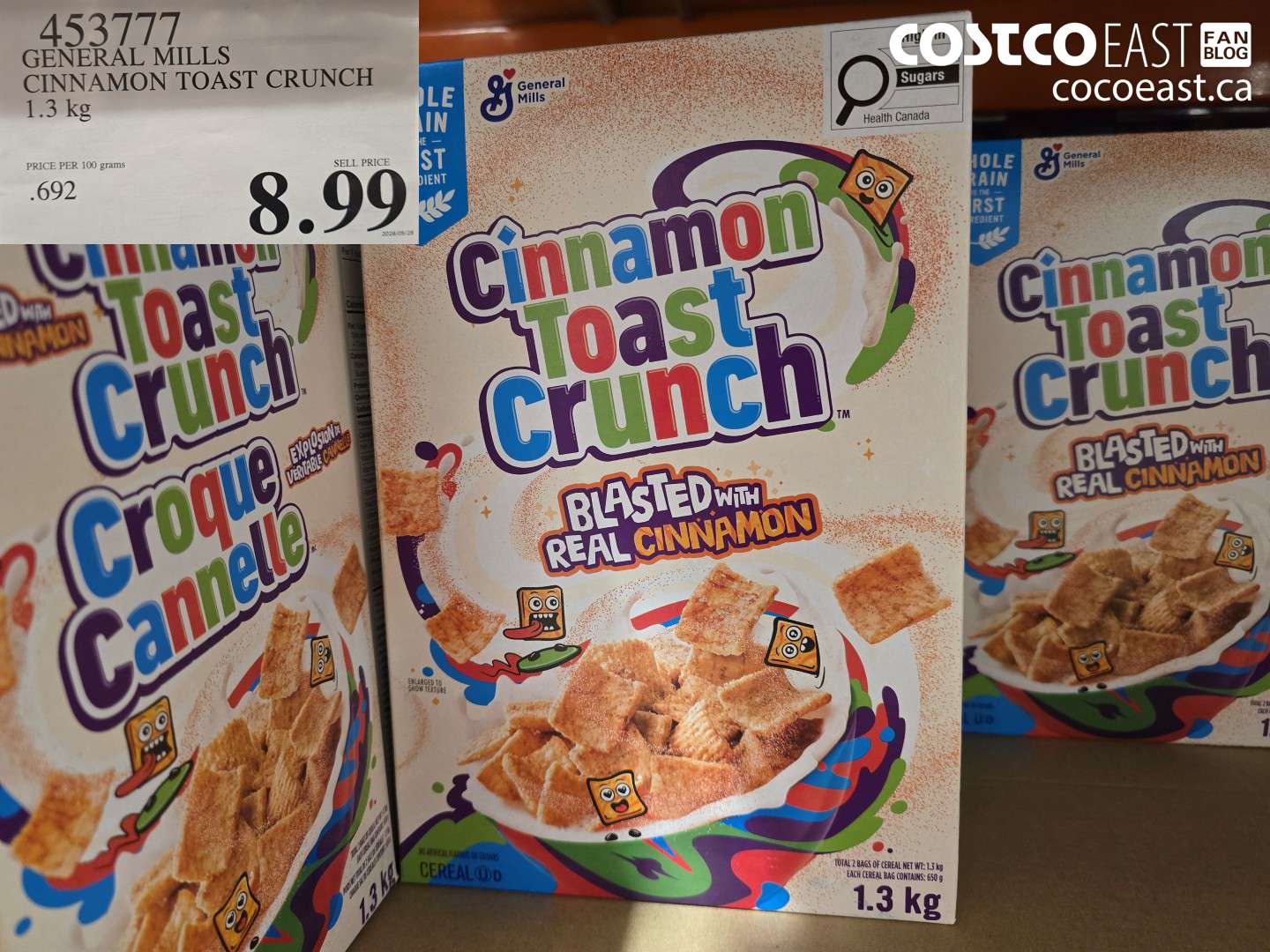 453777 GENERAL MILLS CINNAMON TOAST CRUNCH 1.3 KG $8.99