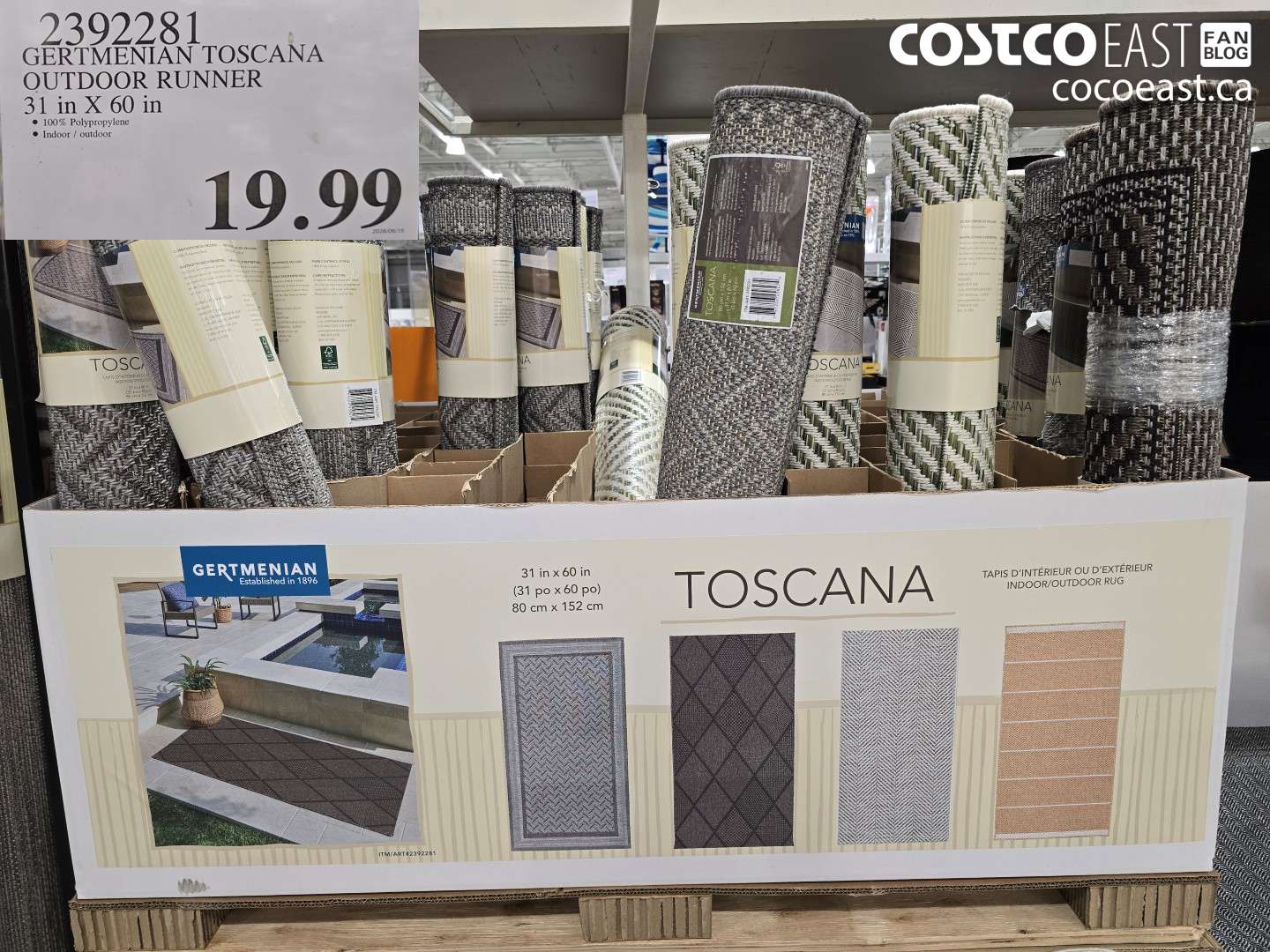 2392281 GERTMENIAN TOSCANA OUTDOOR RUNNER 31 IN X 60 IN $19.99