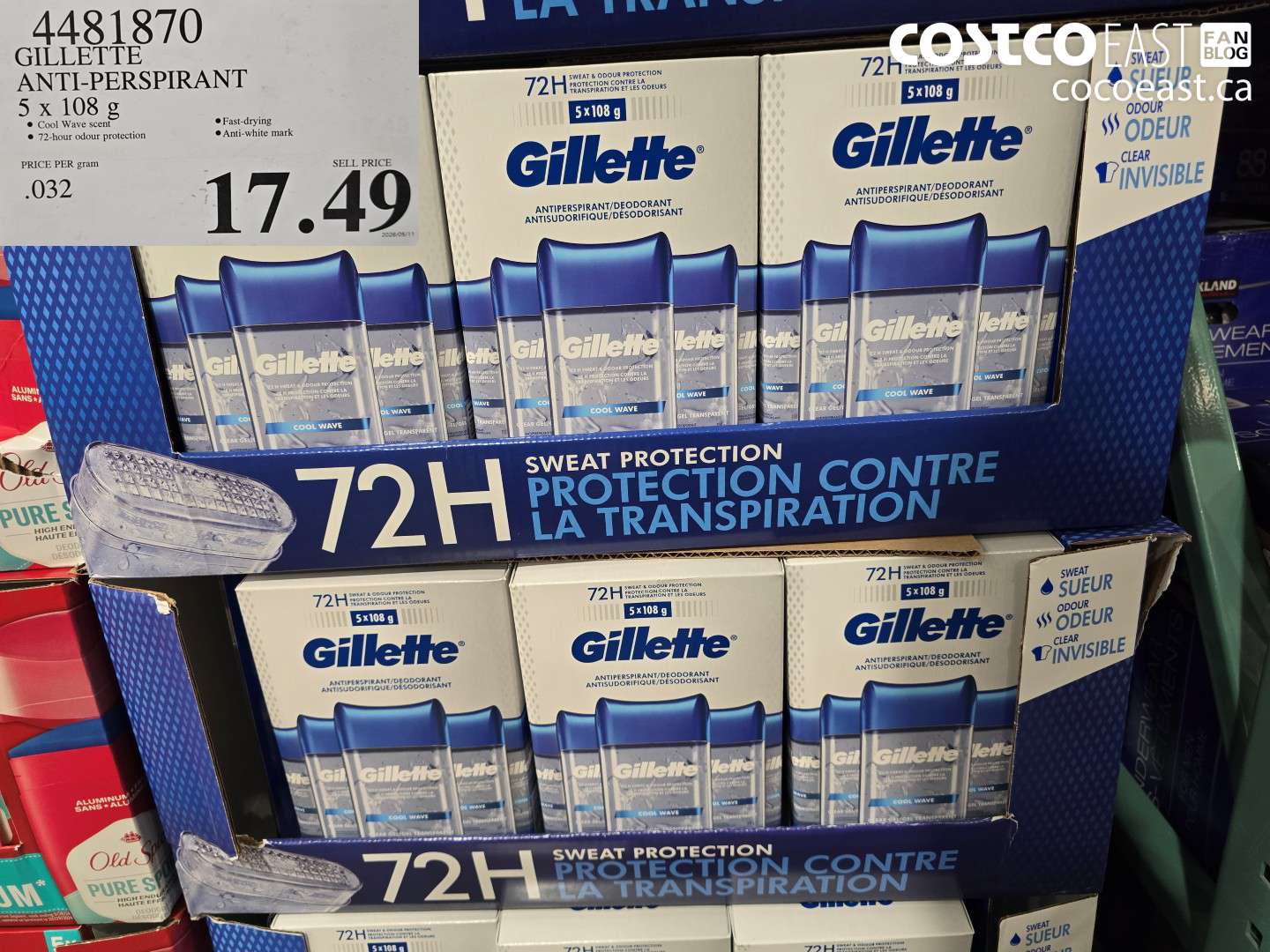 4481870 GILLETTE ANTI-PERSPIRANT 5 X 108 G $17.49