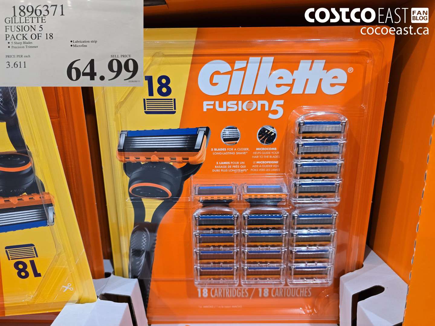 1896371 GILLETTE FUSION 5 PACK OF 18 $64.99