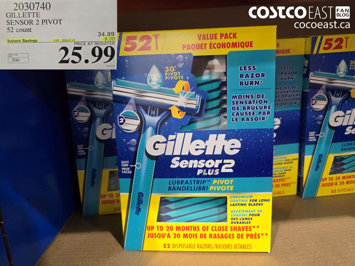 2030740 GILLETTE SENSOR 2 PIVOT 52 COUNT ($9.00 INSTANT SAVINGS EXPIRES ON 2026-07-05) $25.99