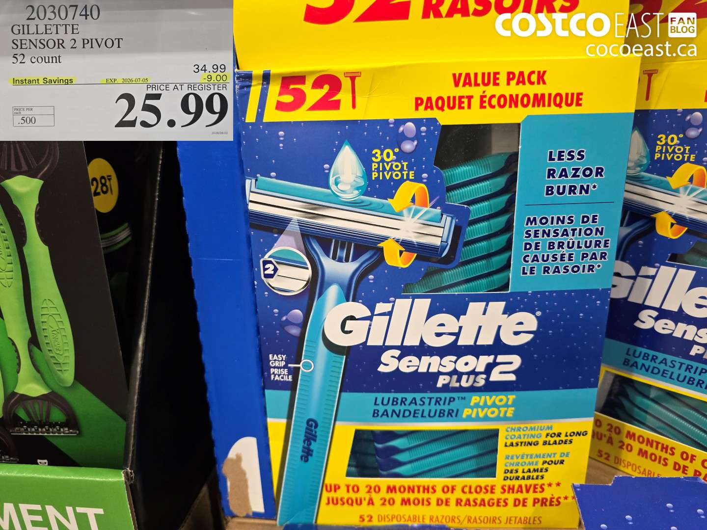 2030740 GILLETTE SENSOR 2 PIVOT 52 COUNT ($9.00 INSTANT SAVINGS EXPIRES ON 2026-07-05) $25.99
