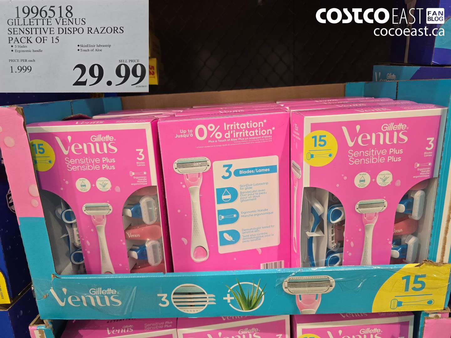 1996518 GILLETTE VENUS SENSITIVE DISPO RAZORS PACK OF 15 $29.99