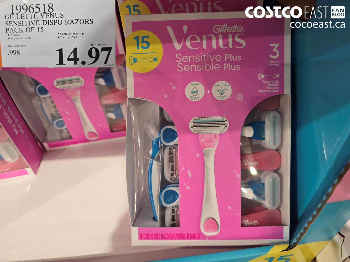 1996518 GILLETTE VENUS SENSITIVE DISPO RAZORS PACK OF 15 $14.97