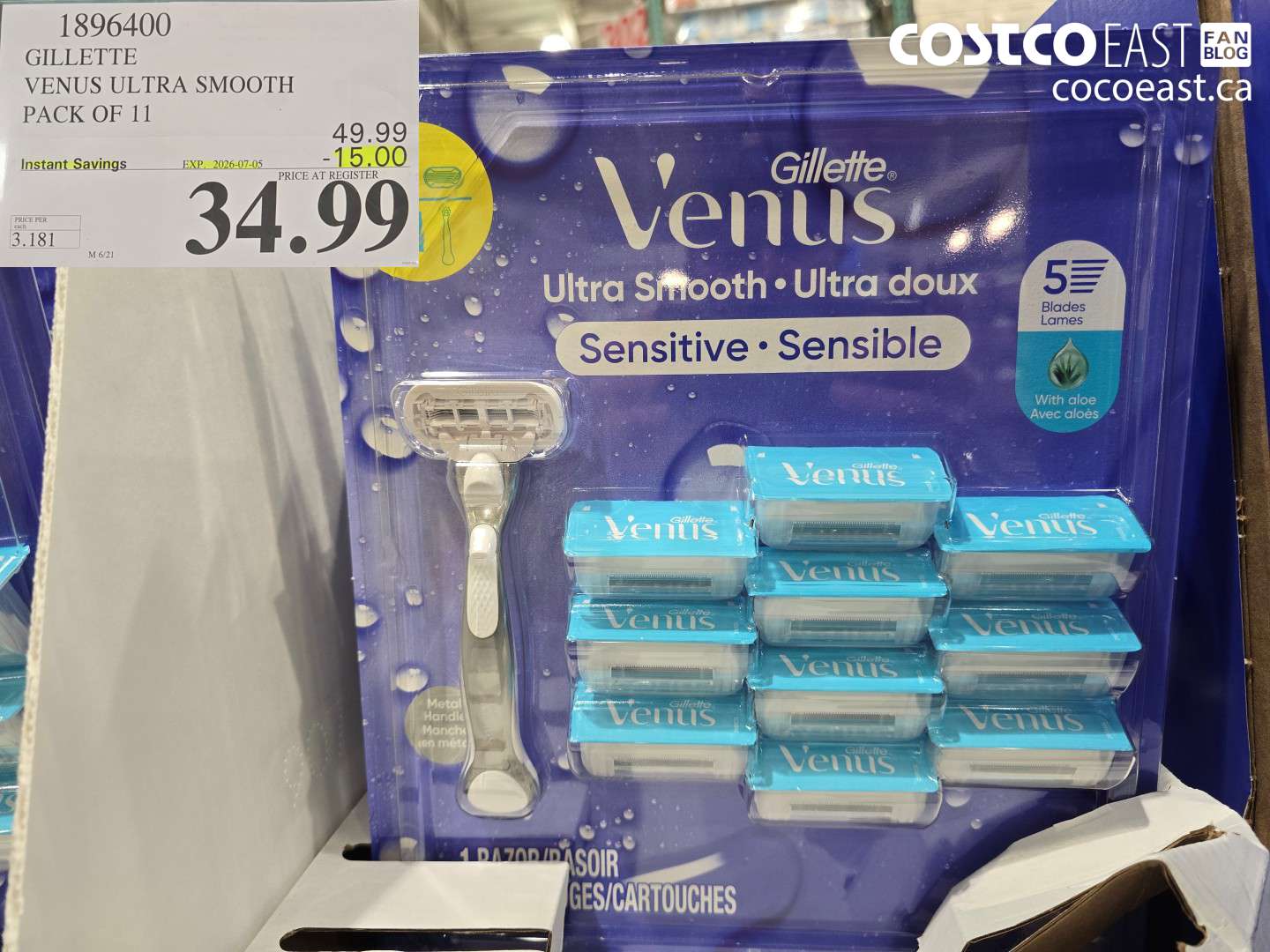 1896400 GILLETTE VENUS ULTRA SMOOTH PACK OF 11 ($15.00 INSTANT SAVINGS EXPIRES ON 2026-07-05) $34.99