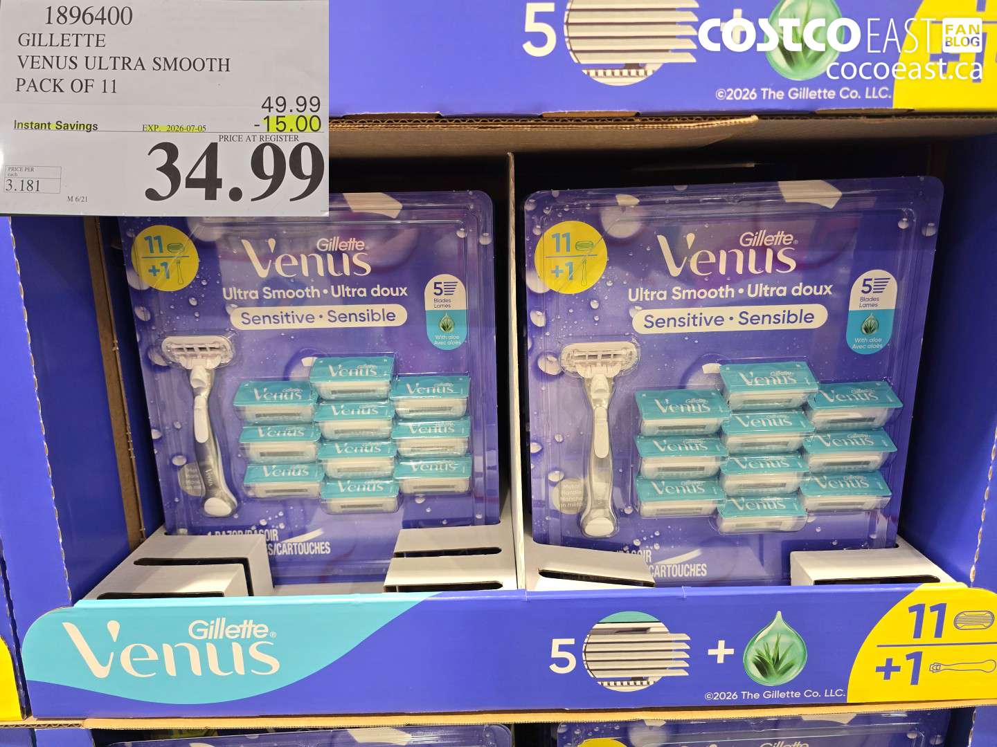 1896400 GILLETTE VENUS ULTRA SMOOTH PACK OF 11 ($15.00 INSTANT SAVINGS EXPIRES ON 2026-07-05) $34.99