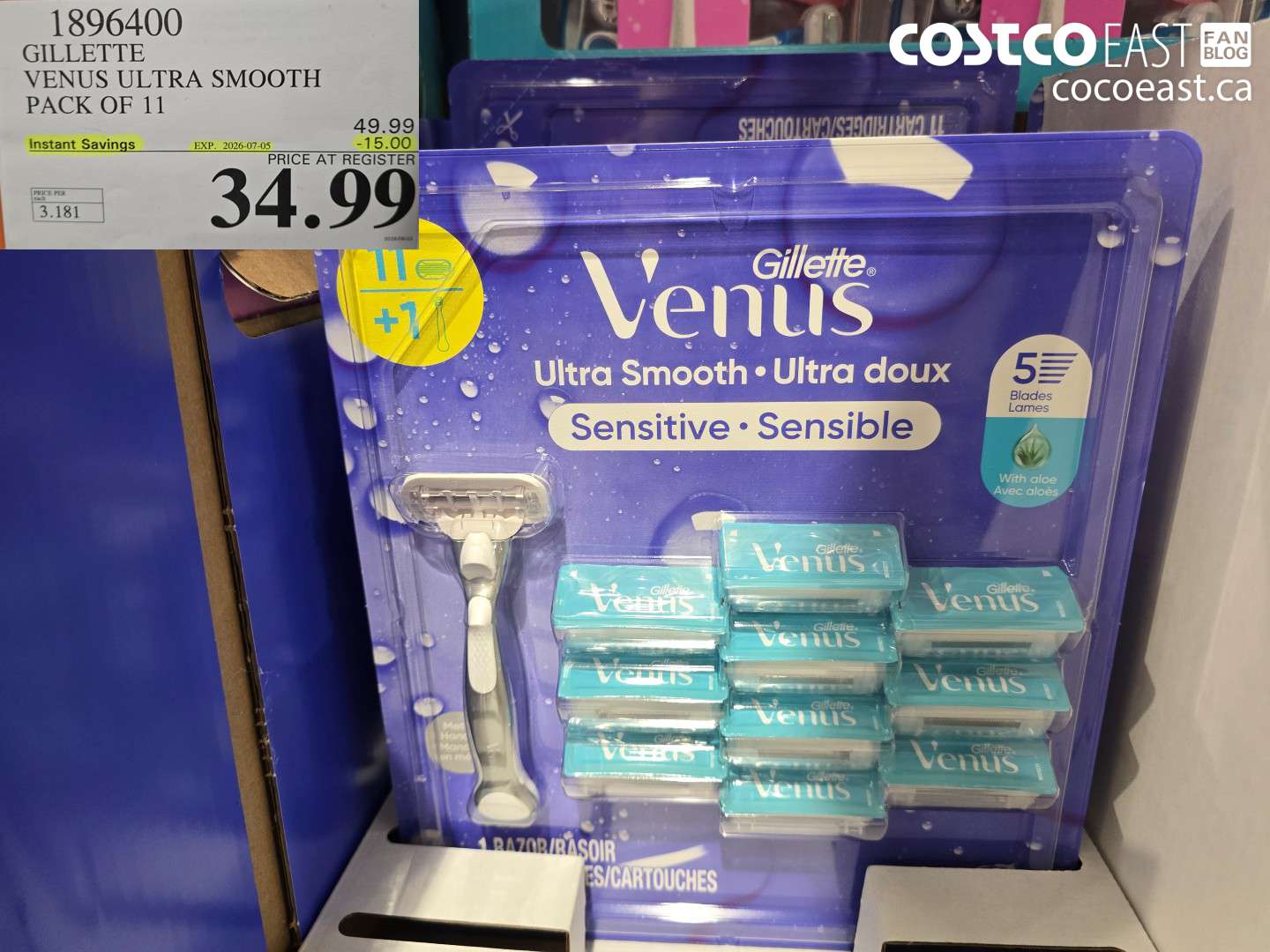 1896400 GILLETTE VENUS ULTRA SMOOTH PACK OF 11 ($15.00 INSTANT SAVINGS EXPIRES ON 2026-07-05) $34.99