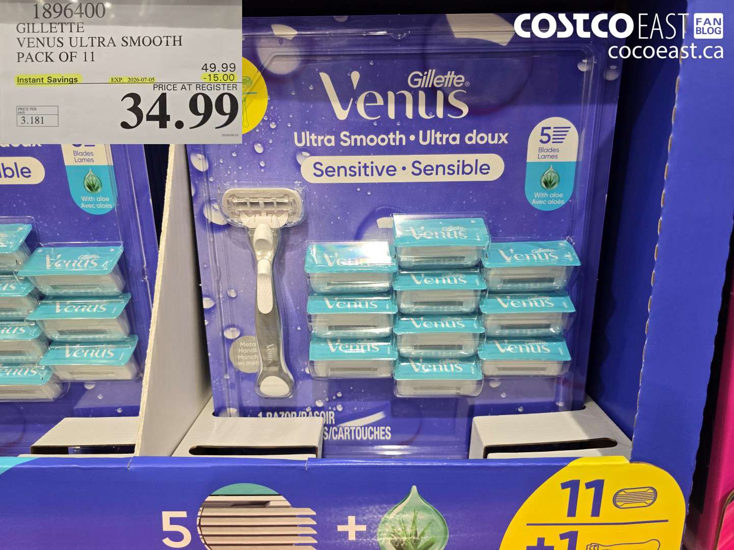 1896400 GILLETTE VENUS ULTRA SMOOTH PACK OF 11 ($15.00 INSTANT SAVINGS EXPIRES ON 2026-07-05) $34.99
