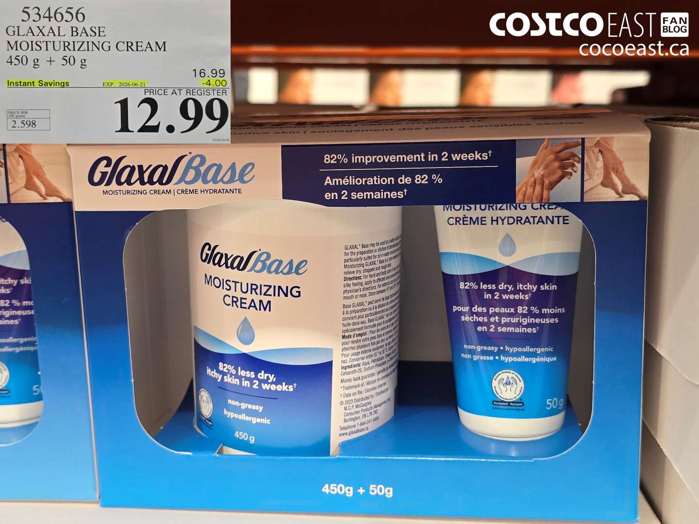 534656 GLAXAL BASE MOISTURIZING CREAM 450 G + 50 G ($4.00 INSTANT SAVINGS EXPIRES ON 2026-06-21) $12.99