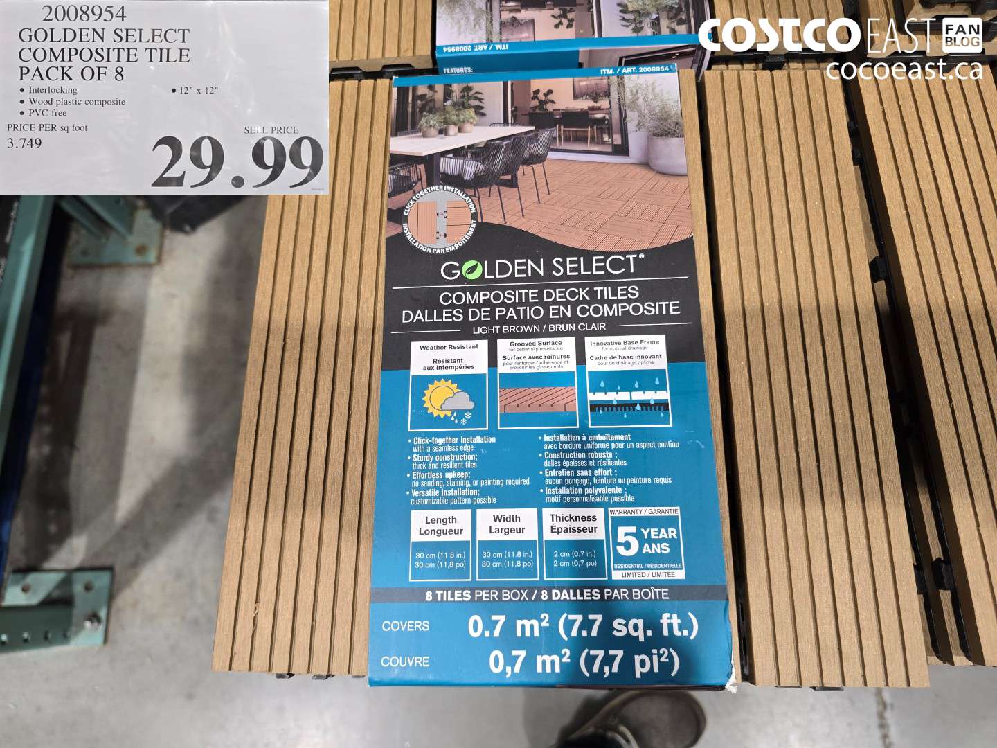 2008954 GOLDEN SELECT COMPOSITE TILE PACK OF 8 12 X 12 $29.99