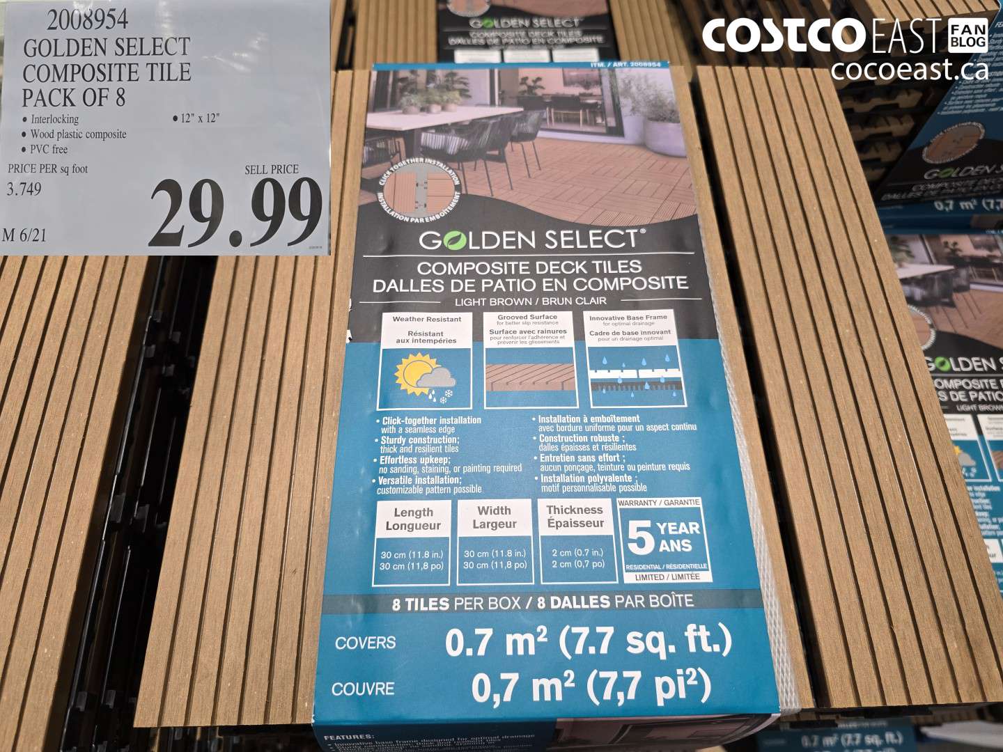 2008954 GOLDEN SELECT COMPOSITE TILE PACK OF 8 $29.99