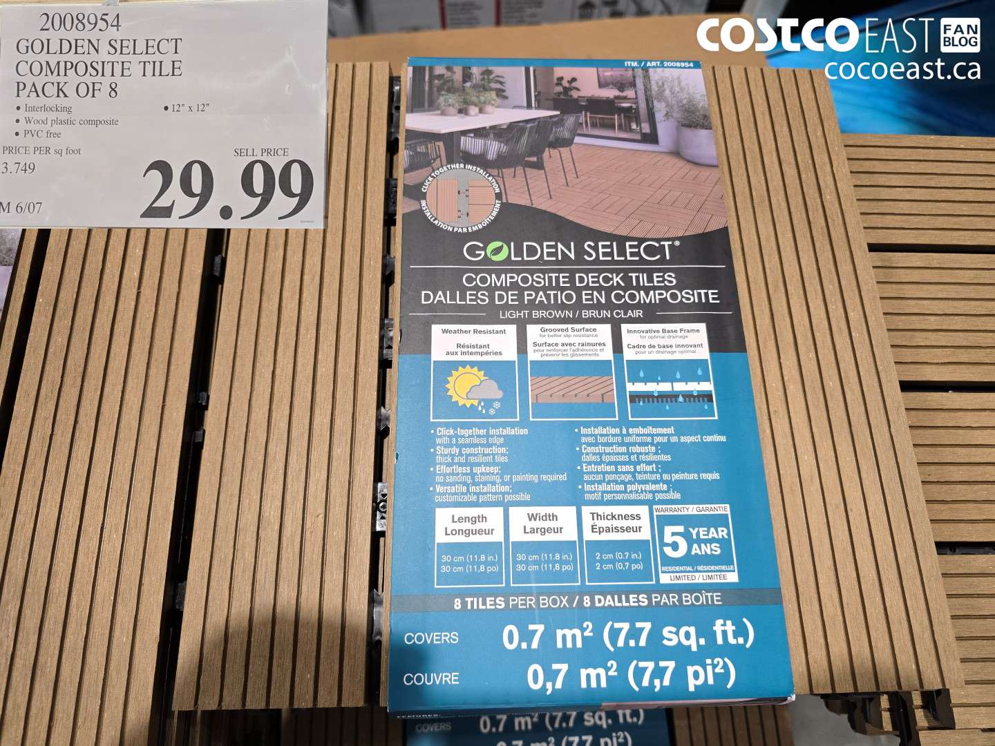 2008954 GOLDEN SELECT COMPOSITE TILE PACK OF 8 $29.99