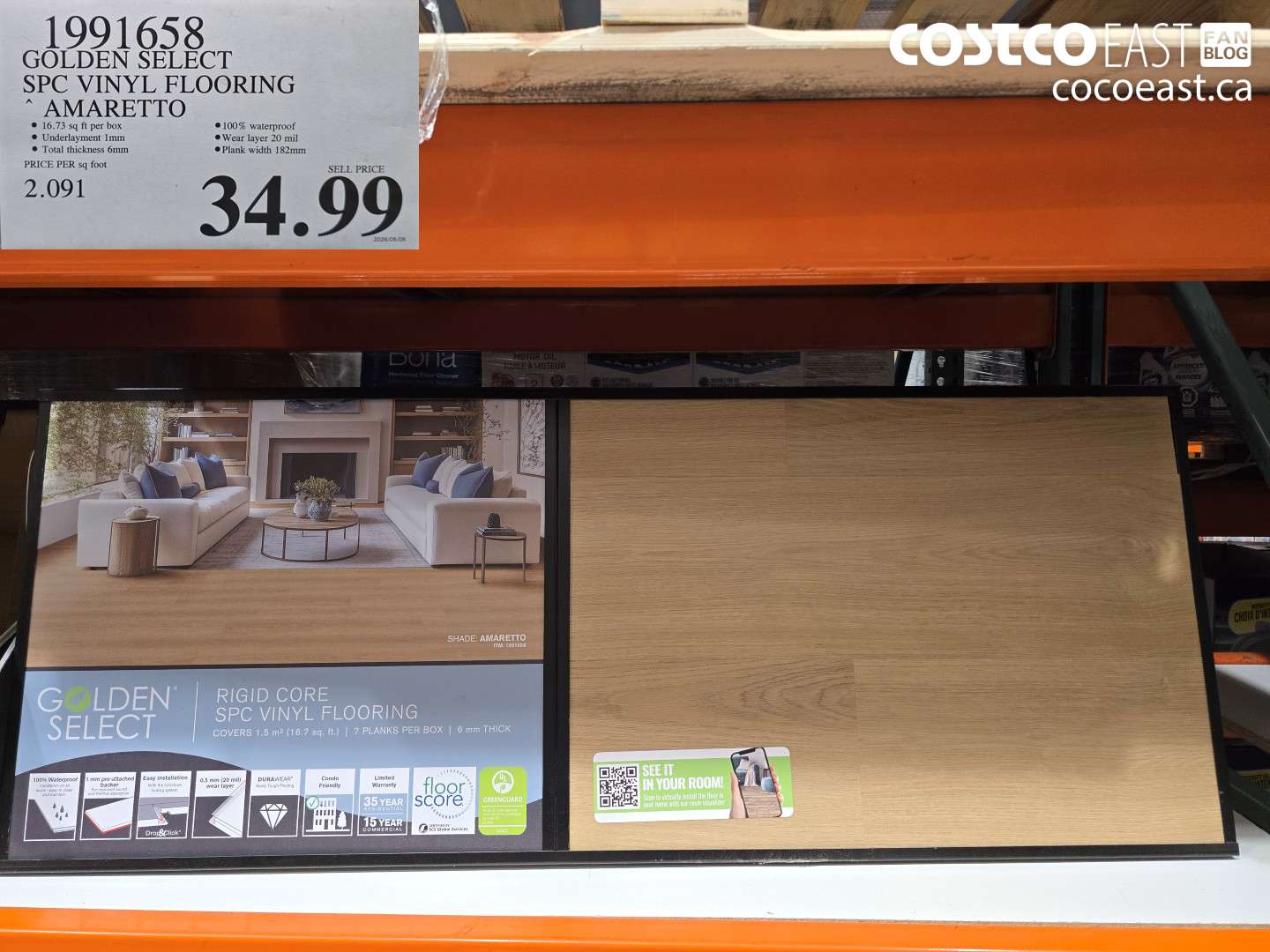 1991658 GOLDEN SELECT SPC VINYL FLOORING AMARETTO $34.99