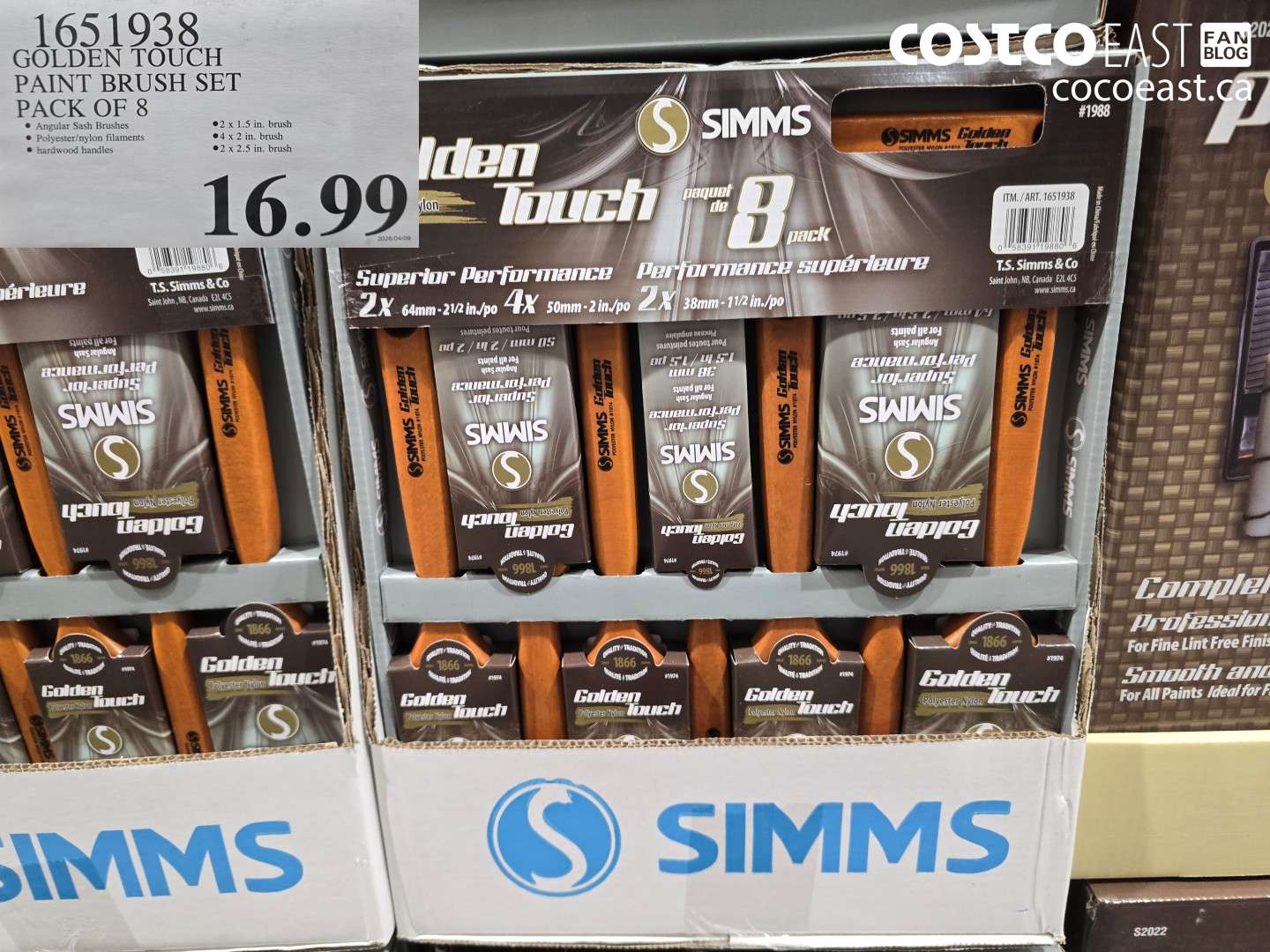 1651938 GOLDEN TOUCH PAINT BRUSH SET PACK OF 8 $16.99