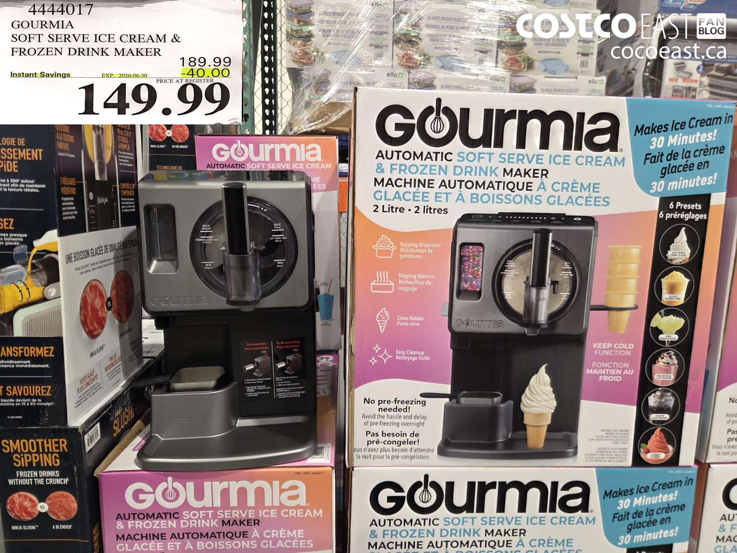 4444017 GOURMIA SOFT SERVE ICE CREAM & FROZEN DRINK MAKER ($40.00 INSTANT SAVINGS EXPIRES ON 2026-06-30) $149.99