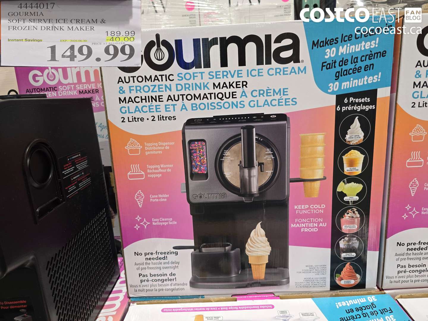 4444017 GOURMIA SOFT SERVE ICE CREAM & FROZEN DRINK MAKER ($40.00 INSTANT SAVINGS EXPIRES ON 2026-06-30) $149.99