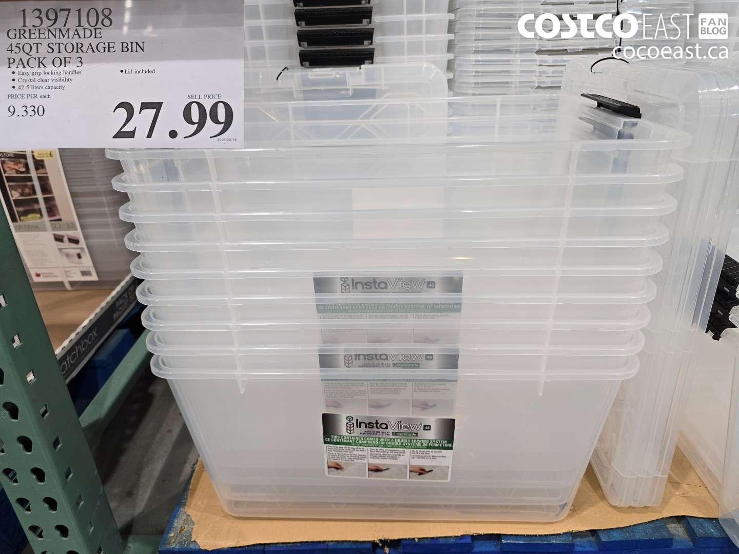 1397108 GREENMADE 45QT STORAGE BIN PACK OF 3 $27.99