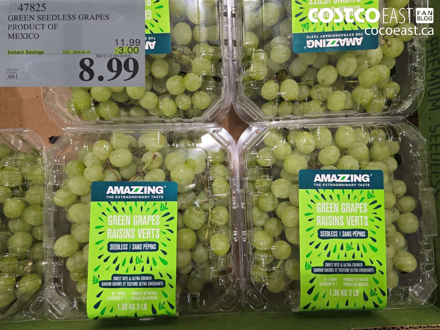 47825 GREEN SEEDLESS GRAPES PRODUCT OF MEXICO ($3.00 INSTANT SAVINGS EXPIRES ON 2026-06-20) $8.99