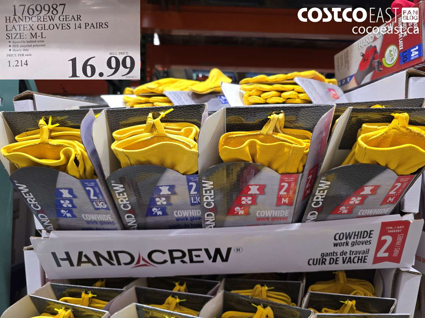 1769987 HANDCREW GEAR LATEX GLOVES 14 PAIRS SIZE: M-L $16.99
