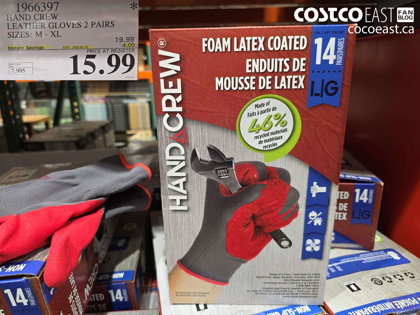1966397 HAND CREW LEATHER GLOVES 2 PAIRS SIZES: M - XL ($4.00 INSTANT SAVINGS EXPIRES ON 2026-06-30) $15.99