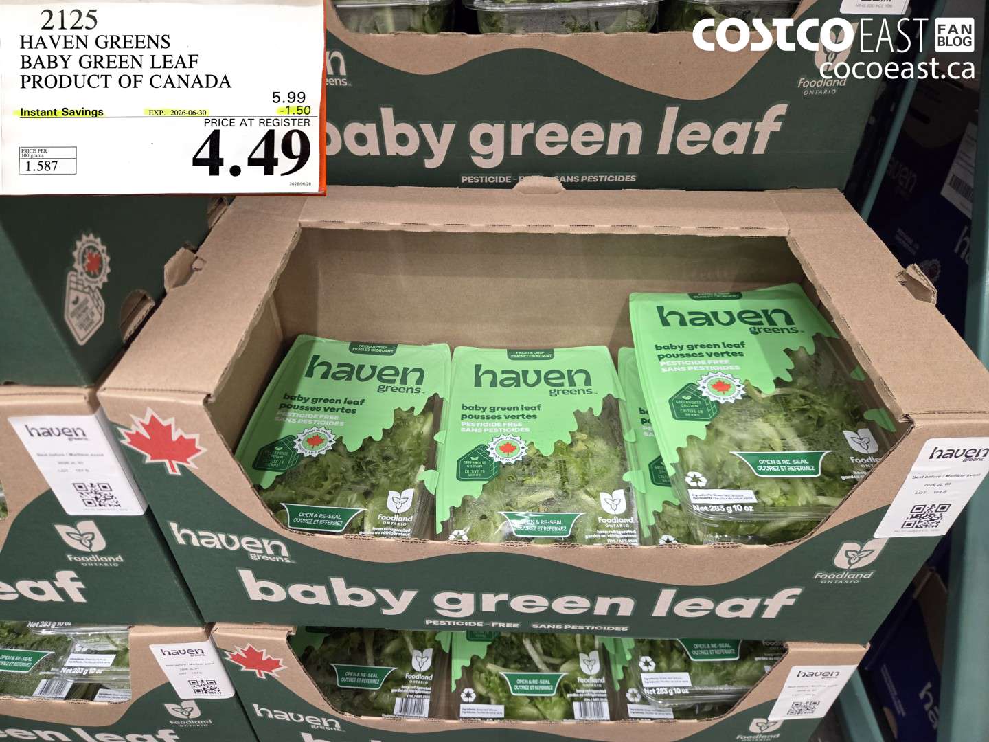 2125 HAVEN GREENS BABY GREEN LEAF PRODUCT OF CANADA ($1.50 INSTANT SAVINGS EXPIRES ON 2026-06-30) $4.49