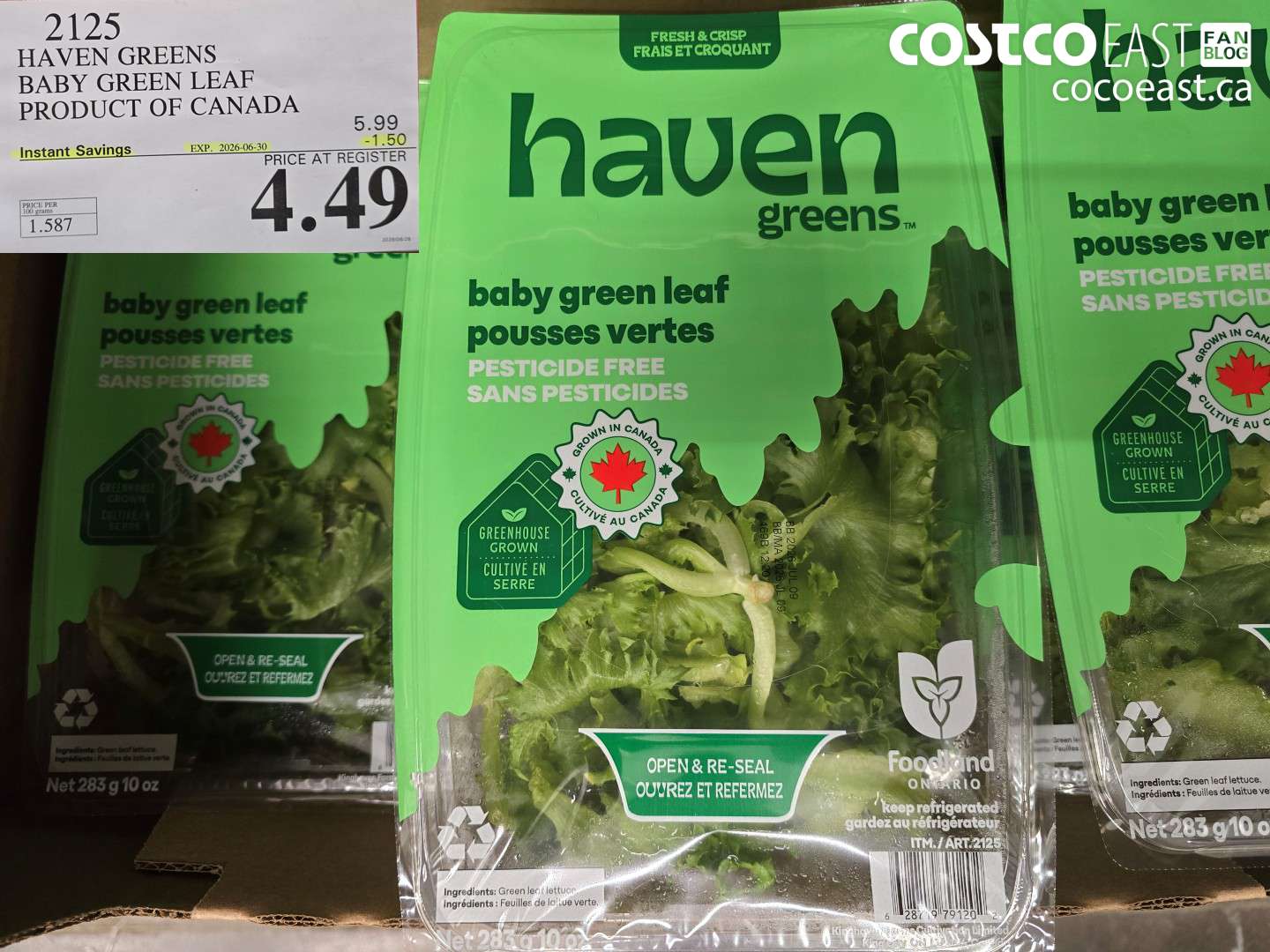 2125 HAVEN GREENS BABY GREEN LEAF PRODUCT OF CANADA ($1.50 INSTANT SAVINGS EXPIRES ON 2026-06-30) $4.49