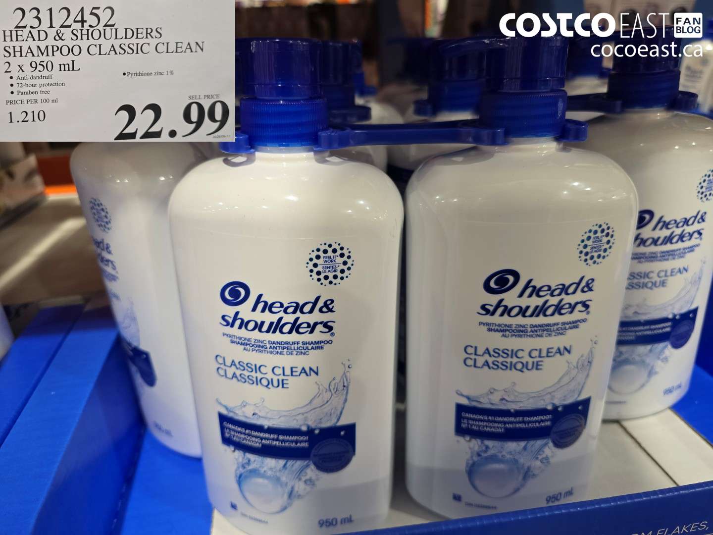 2312452 HEAD & SHOULDERS SHAMPOO CLASSIC CLEAN 2 X 950 ML $22.99