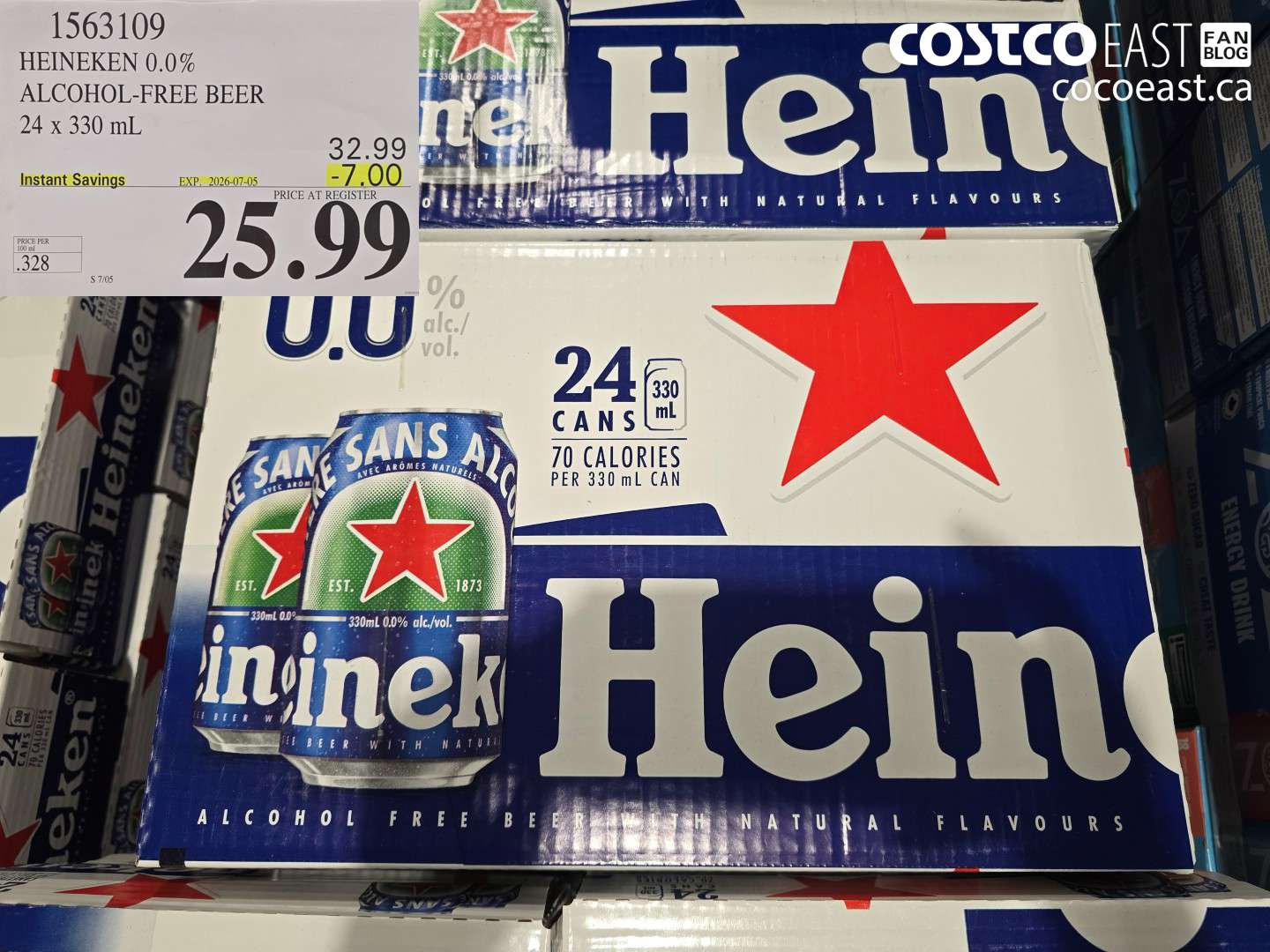 1563109 HEINEKEN 0.0% ALCOHOL-FREE BEER 24 X 330 ML ($7.00 INSTANT SAVINGS EXPIRES ON 2026-07-05) $25.99