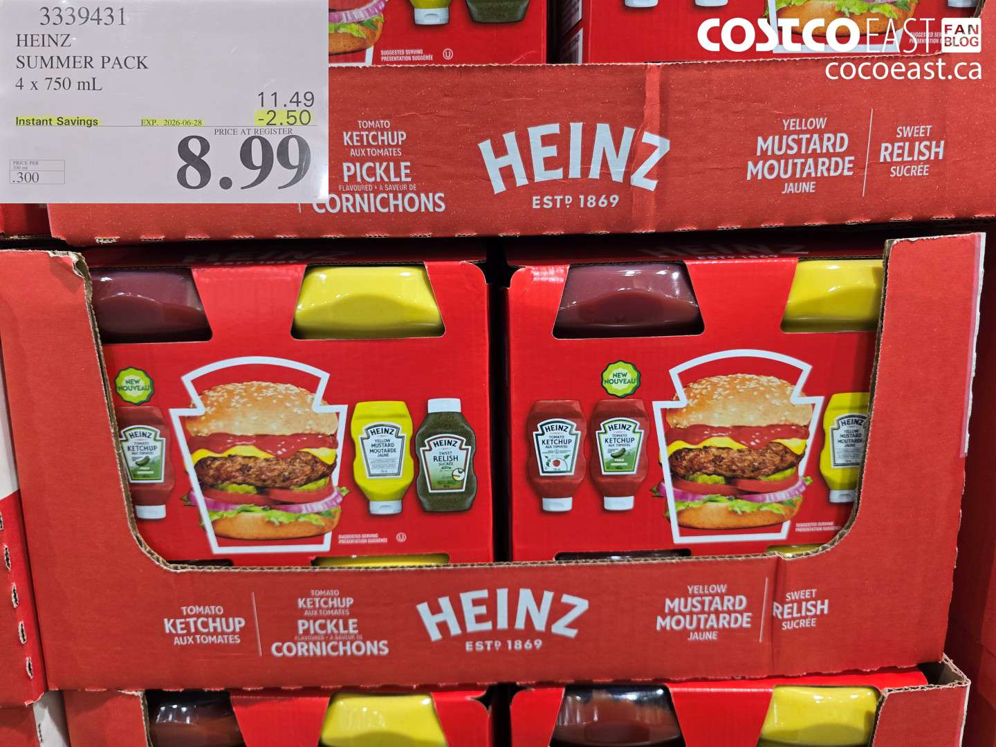 3339431 HEINZ SUMMER PACK 4 X 750 ML ($2.50 INSTANT SAVINGS EXPIRES ON 2026-06-28) $8.99