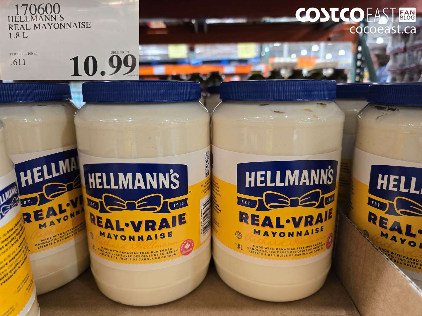 170600 HELLMANN'S REAL MAYONNAISE 1.8 L $10.99