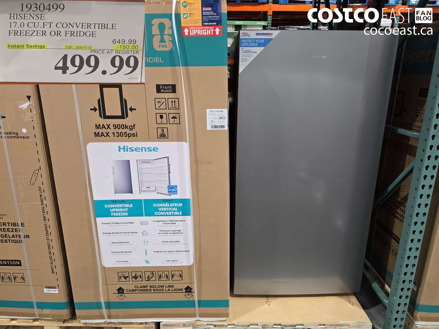 1930499 HISENSE 17.0 CU.FT CONVERTIBLE FREEZER OR FRIDGE ($150.00 INSTANT SAVINGS EXPIRES ON 2026-07-05) $499.99