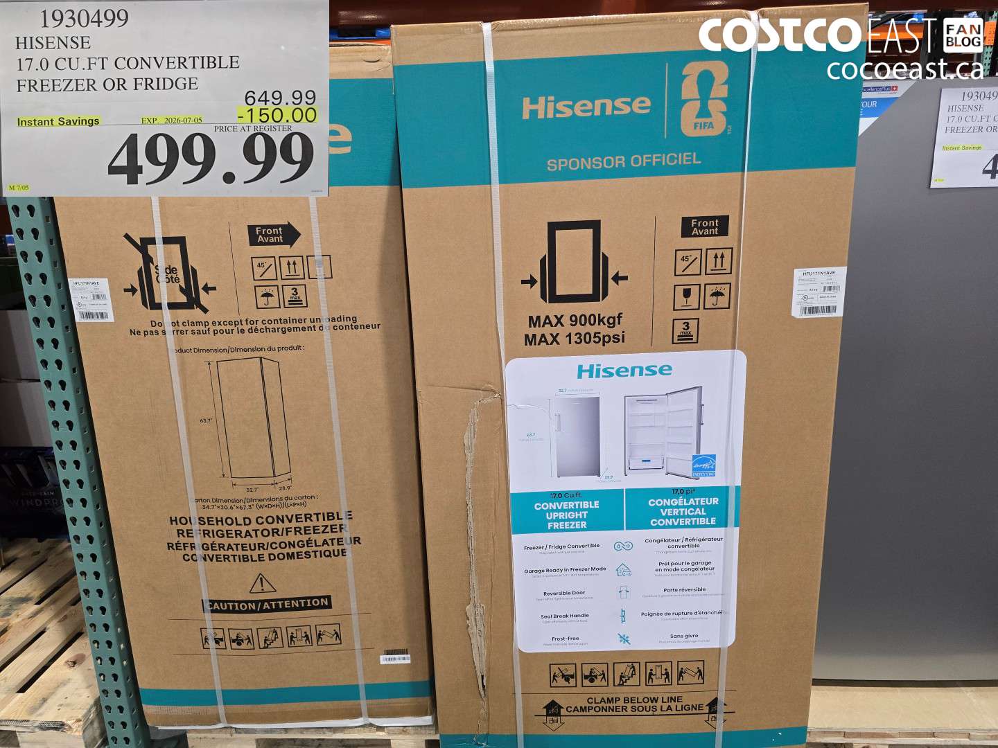 1930499 HISENSE 17.0 CU.FT CONVERTIBLE FREEZER OR FRIDGE ($150.00 INSTANT SAVINGS EXPIRES ON 2026-07-05) $499.99