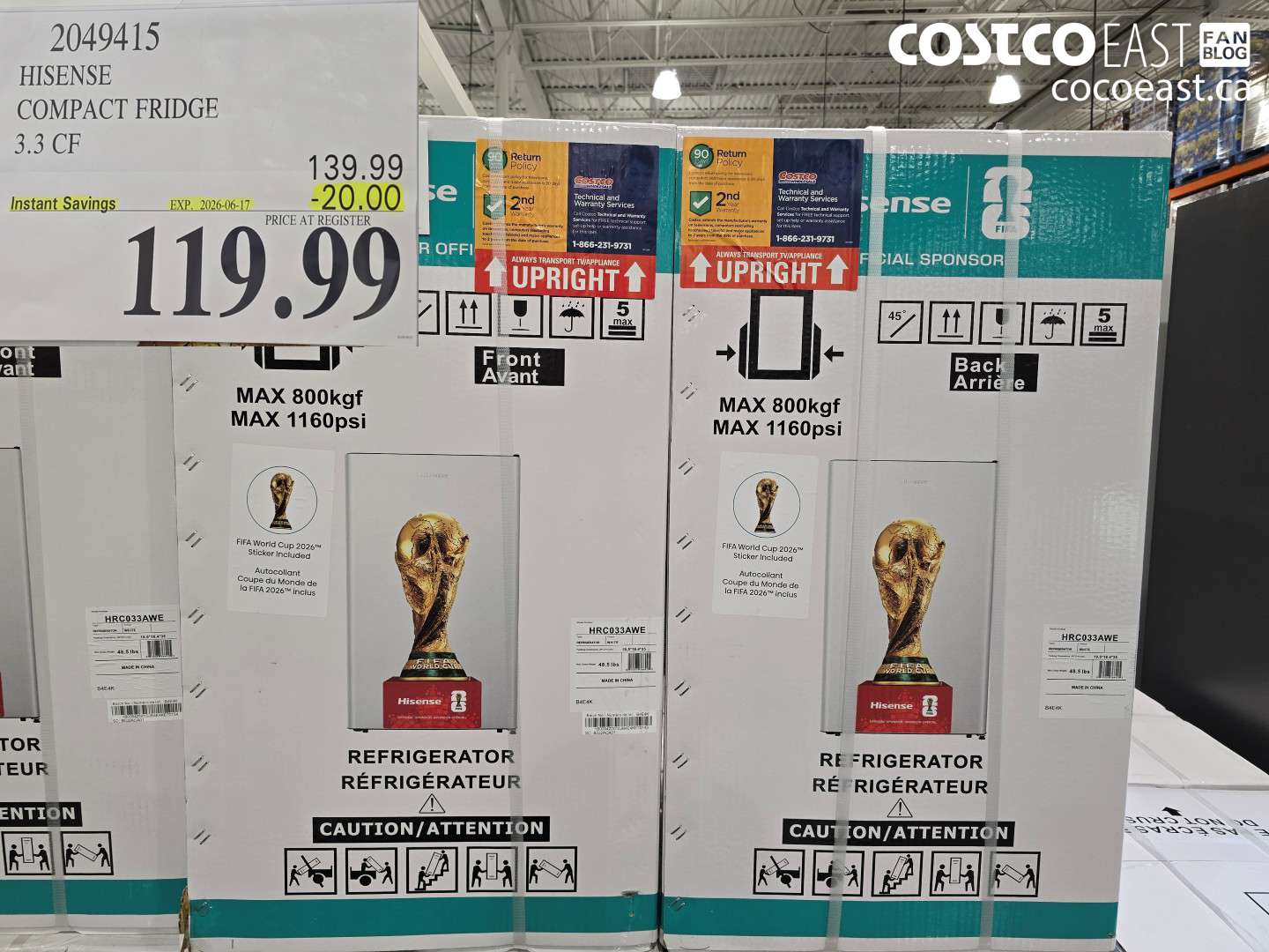 2049415 HISENSE COMPACT FRIDGE 3.3 CF ($20.00 INSTANT SAVINGS EXPIRES ON 2026-06-17) $119.99
