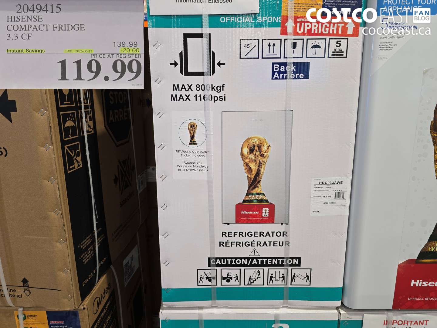 2049415 HISENSE COMPACT FRIDGE 3.3 CF ($20.00 INSTANT SAVINGS EXPIRES ON 2026-06-17) $119.99