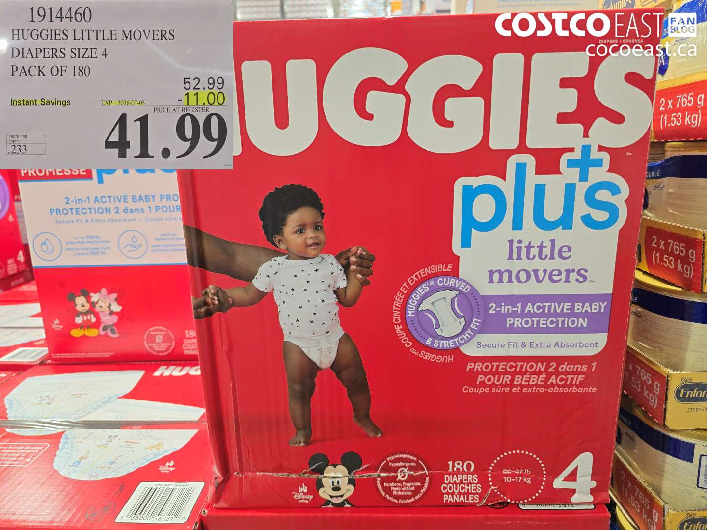 1914460 HUGGIES LITTLE MOVERS DIAPERS SIZE 4 PACK OF 180 ($11.00 INSTANT SAVINGS EXPIRES ON 2026-07-05) $41.99