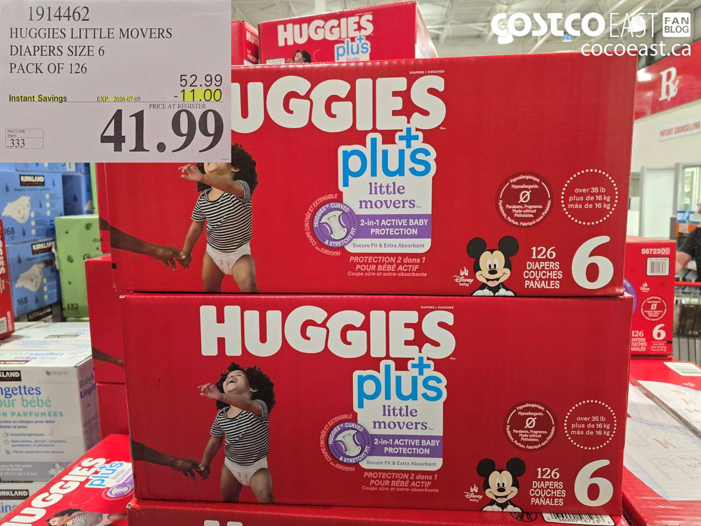 1914462 HUGGIES LITTLE MOVERS DIAPERS SIZE 6 PACK OF 126 ($11.00 INSTANT SAVINGS EXPIRES ON 2026-07-05) $41.99