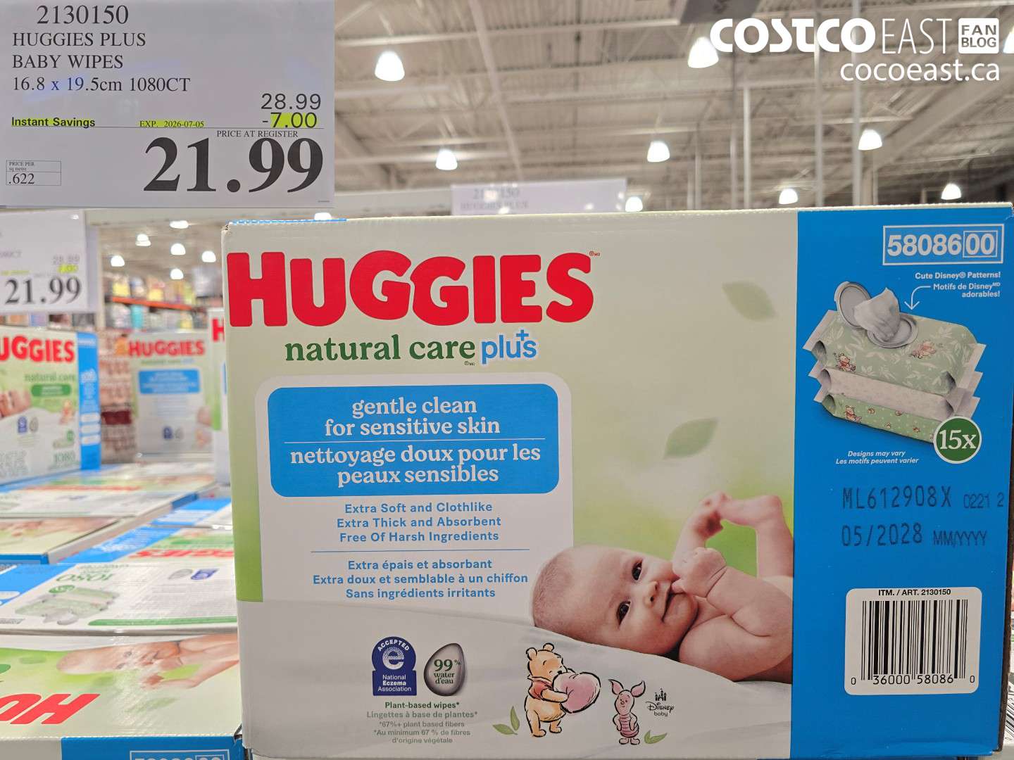 2130150 HUGGIES PLUS BABY WIPES 16.8 X 19.5CM 1080CT ($7.00 INSTANT SAVINGS EXPIRES ON 2026-07-05) $21.99