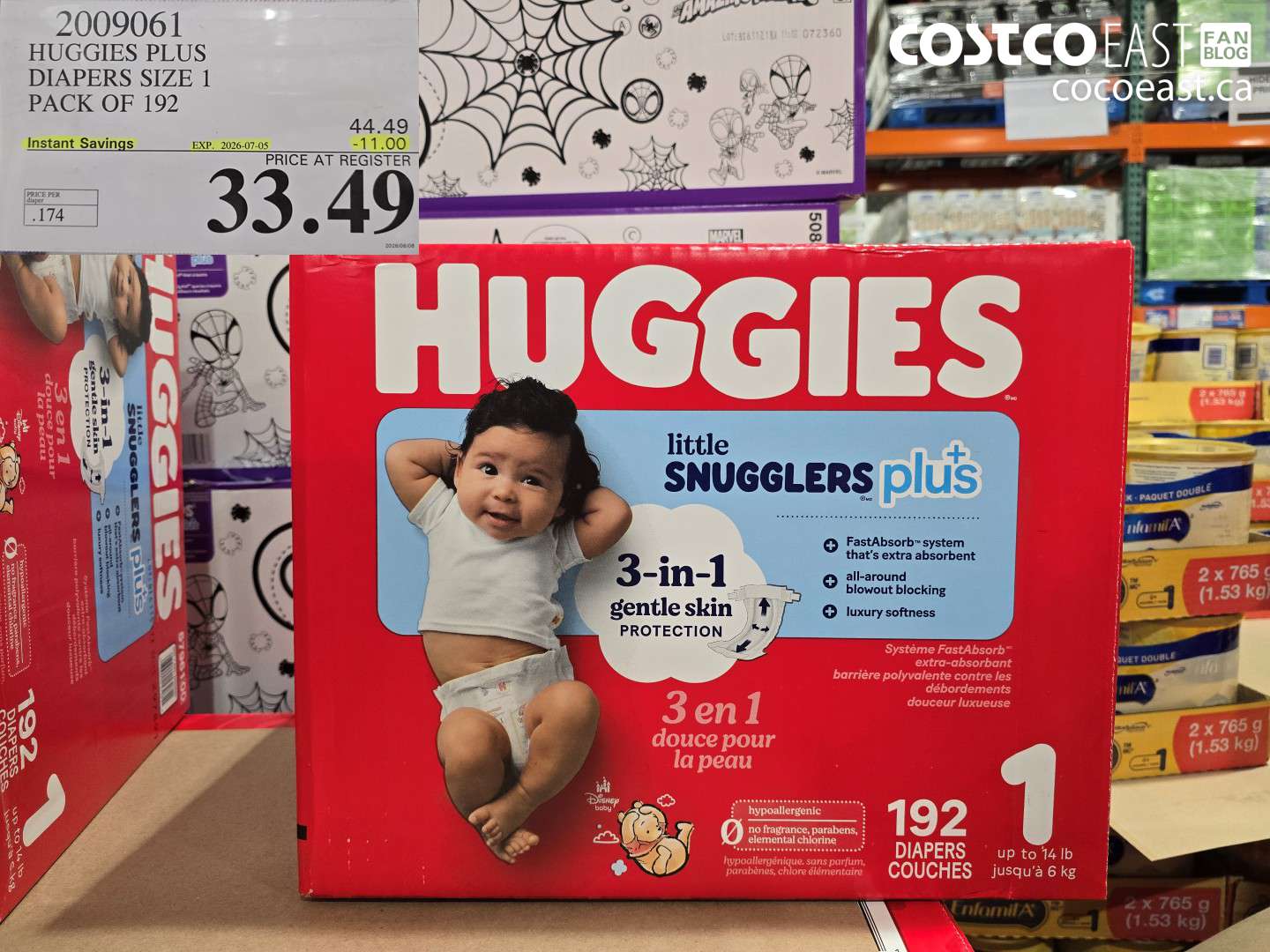 2009061 HUGGIES PLUS DIAPERS SIZE 1 PACK OF 192 ($11.00 INSTANT SAVINGS EXPIRES ON 2026-07-05) $33.49
