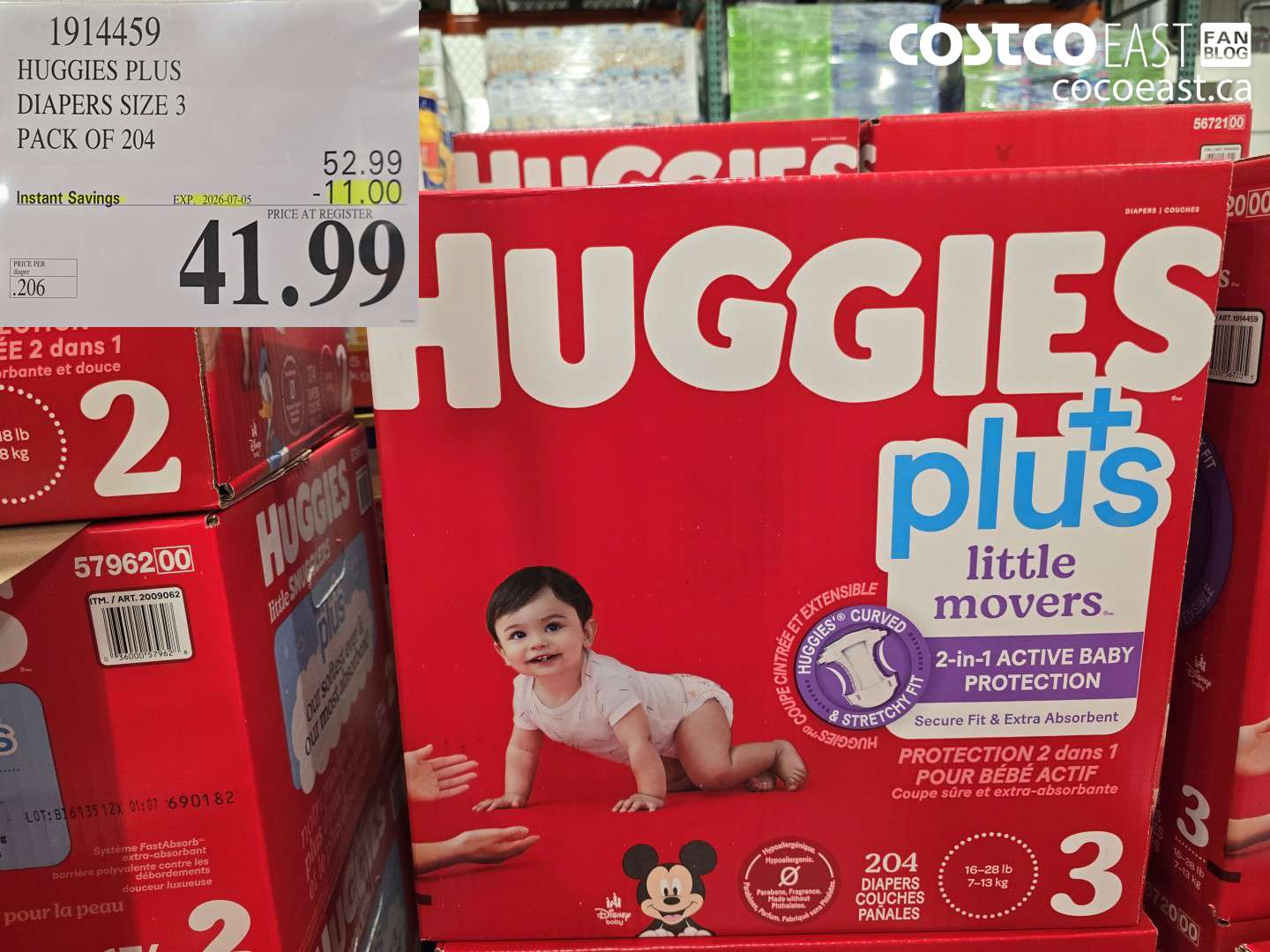 1914459 HUGGIES PLUS DIAPERS SIZE 3 PACK OF 204 ($11.00 INSTANT SAVINGS EXPIRES ON 2026-07-05) $41.99