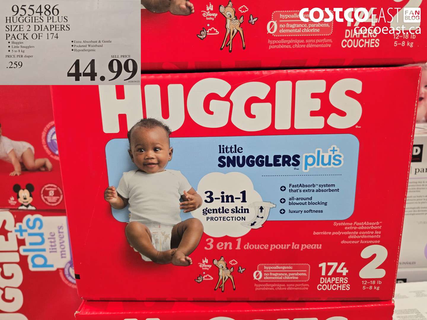 955486 HUGGIES PLUS SIZE 2 DIAPERS PACK OF 174 $44.99