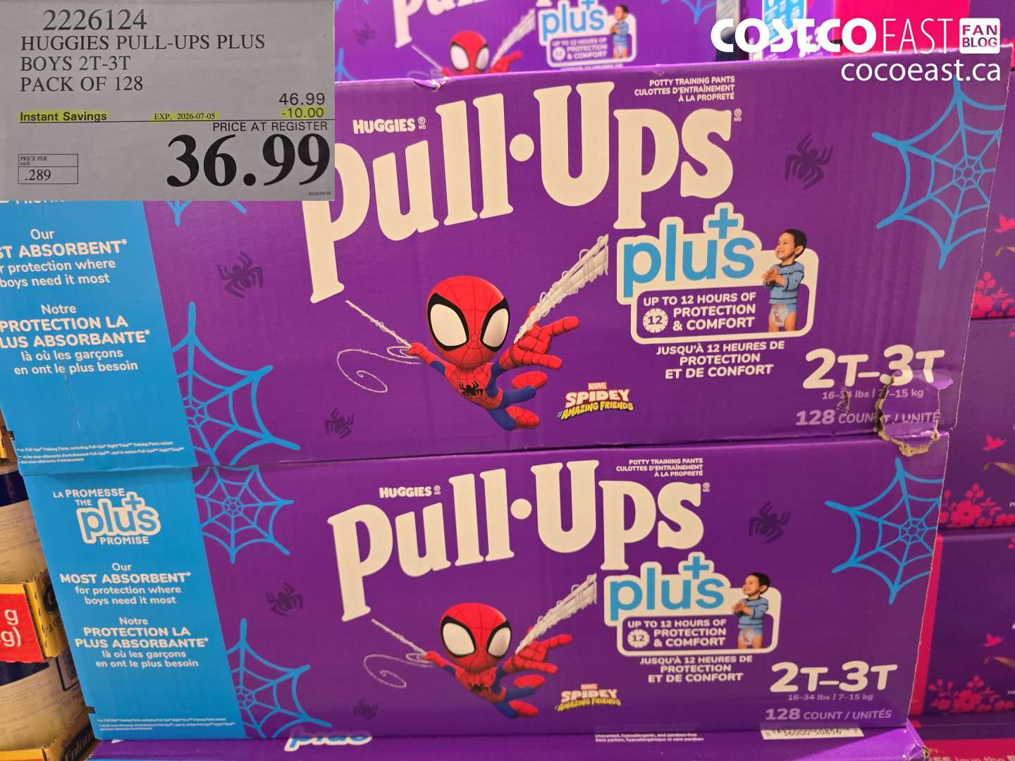 2226124 HUGGIES PULL-UPS PLUS BOYS 2T-3T PACK OF 128 ($10.00 INSTANT SAVINGS EXPIRES ON 2026-07-05) $36.99