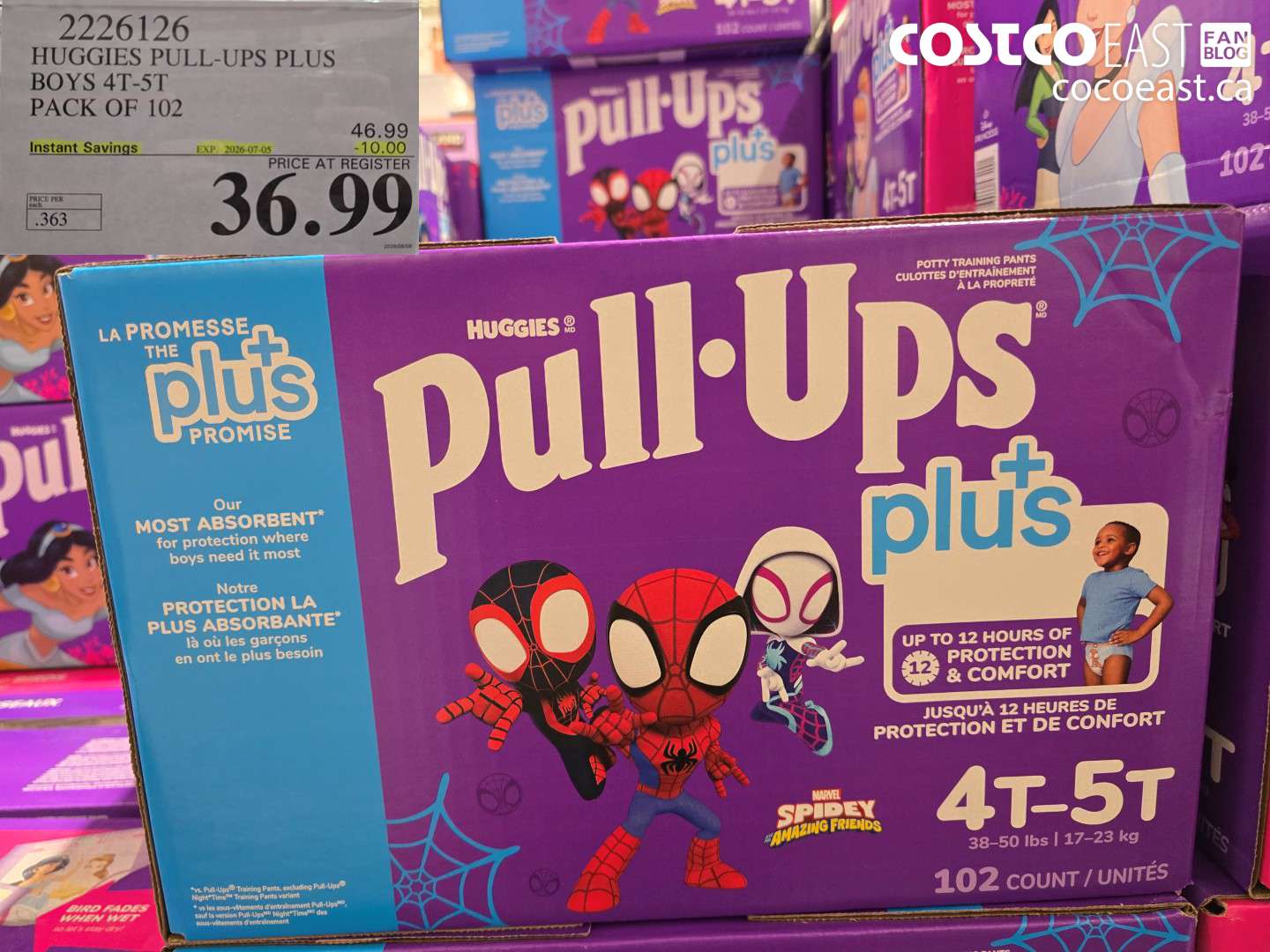 2226126 HUGGIES PULL-UPS PLUS BOYS 4T-5T PACK OF 102 ($10.00 INSTANT SAVINGS EXPIRES ON 2026-07-05) $36.99