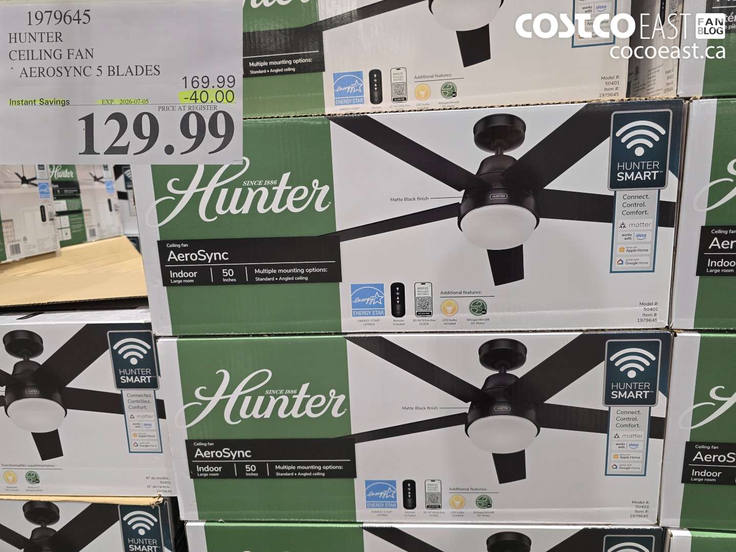 1979645 HUNTER CEILING FAN ($40.00 INSTANT SAVINGS EXPIRES ON 2026-07-05) $129.99